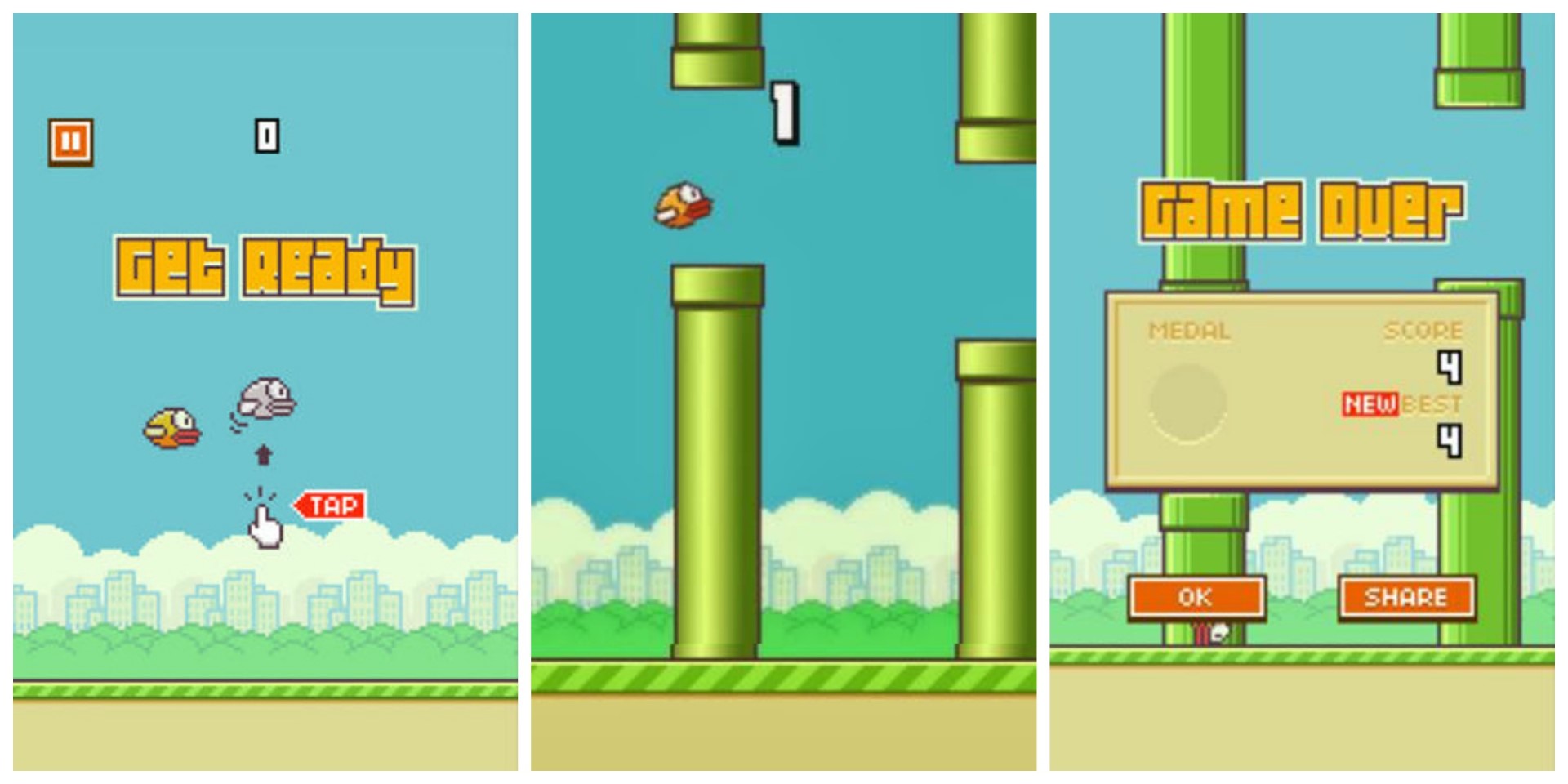 Klik pro zvětšení (Po extrémním úspěchu Flappy Bird stáhl autor hru ze všech mobilních obchodů)