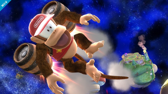 Klik pro zvětšení (Diddy Kong se podívá do nového Super Smash Bros)