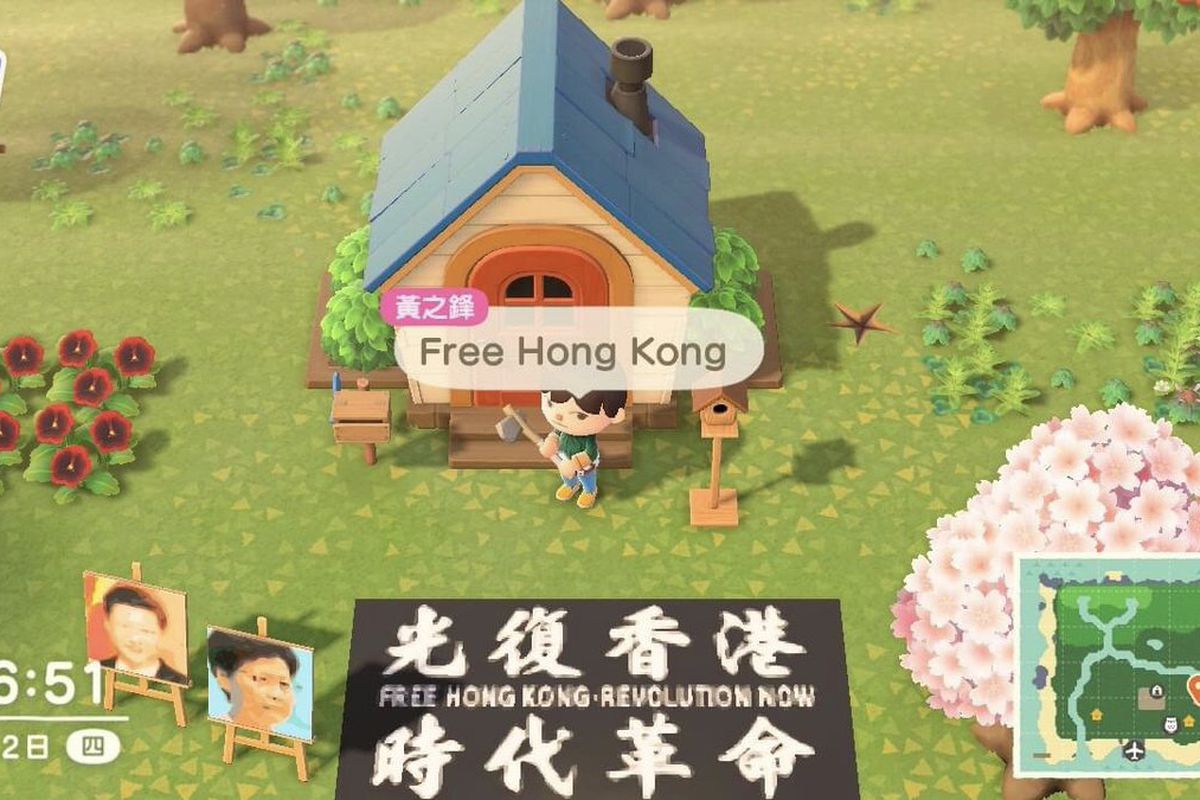 Klik pro zvětšení (Čínskej vláde vadia digitálne protesty v Animal Crossingu)