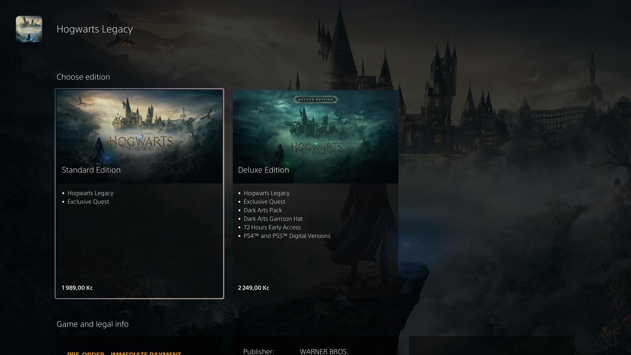 Klik pro zvětšení (Hogwarts Legacy nabídnout bonusový obsah pro majitele PlayStationu)