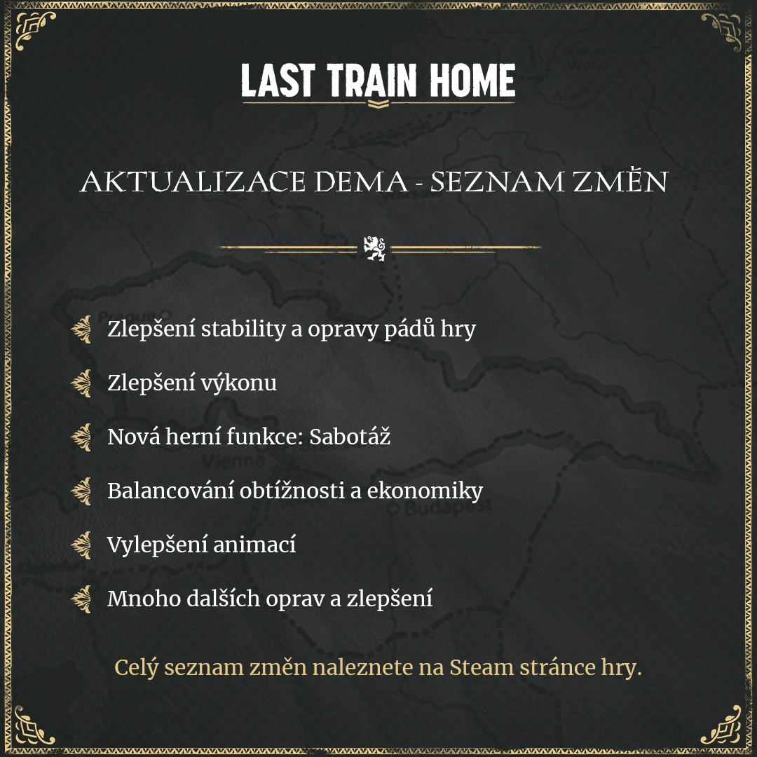 Klik pro zvětšení (Last Train Home v českém traileru a aktualizace dema)