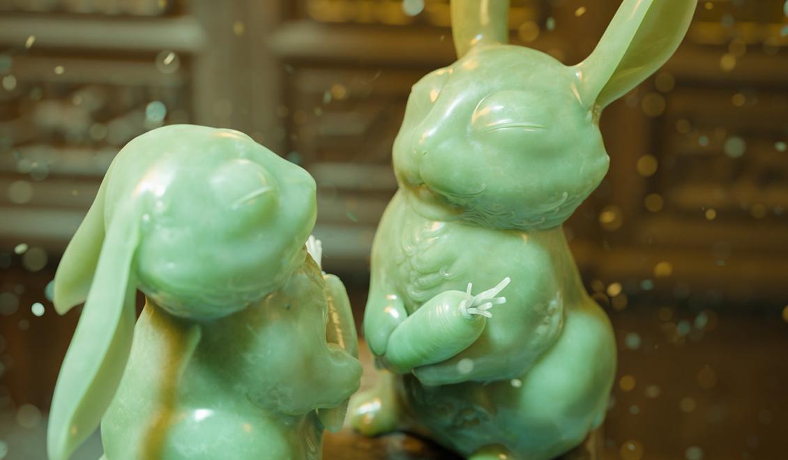 NVIDIA Studio vítá rok Králíka realistickou smaragdovou sochou